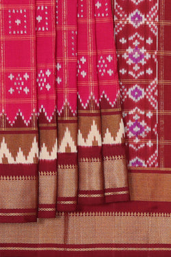 Image of Ikat Silk Light Red Saree