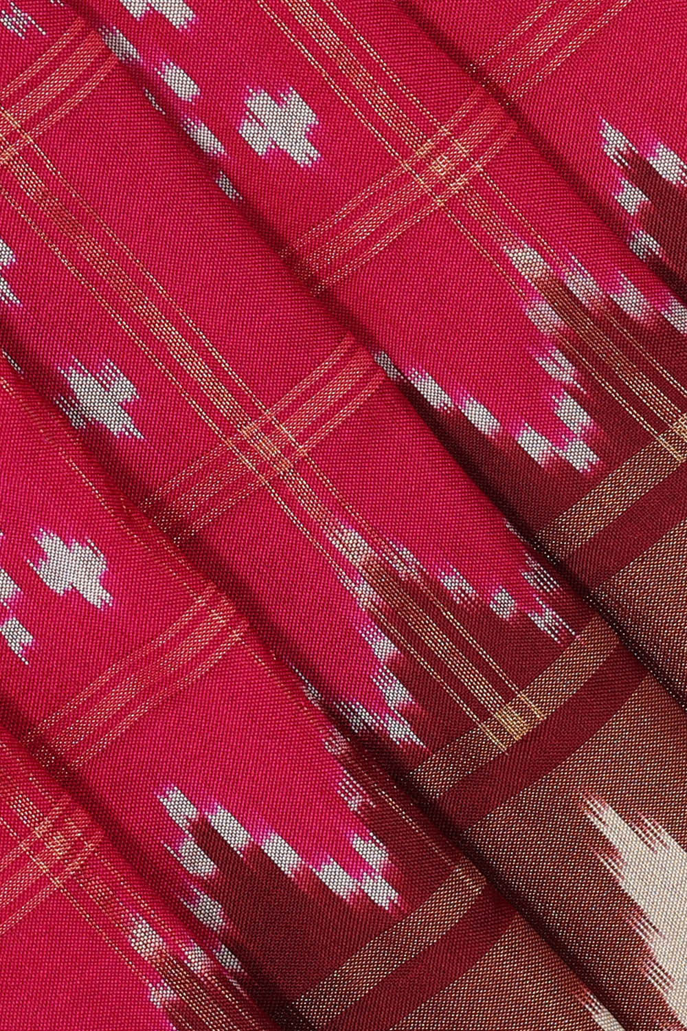 Ikat Silk Light Red Saree