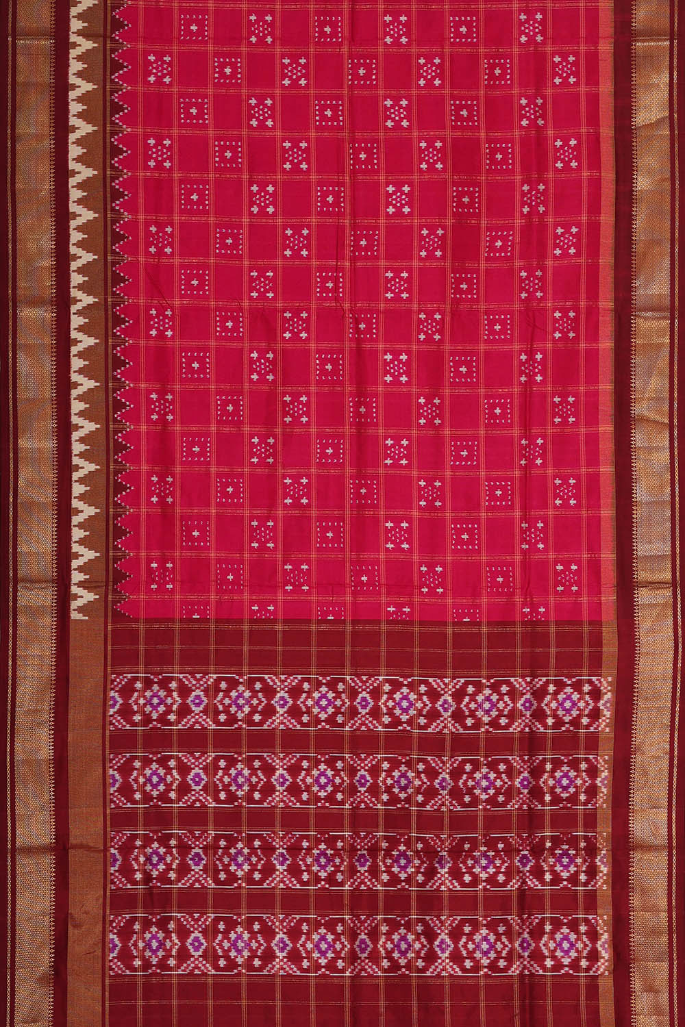 Ikat Silk Light Red Saree