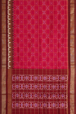 Image of Ikat Silk Light Red Saree