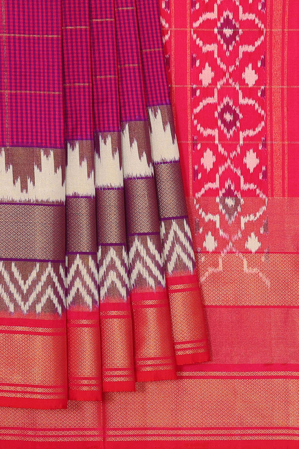 Ikat Silk Magenta Saree