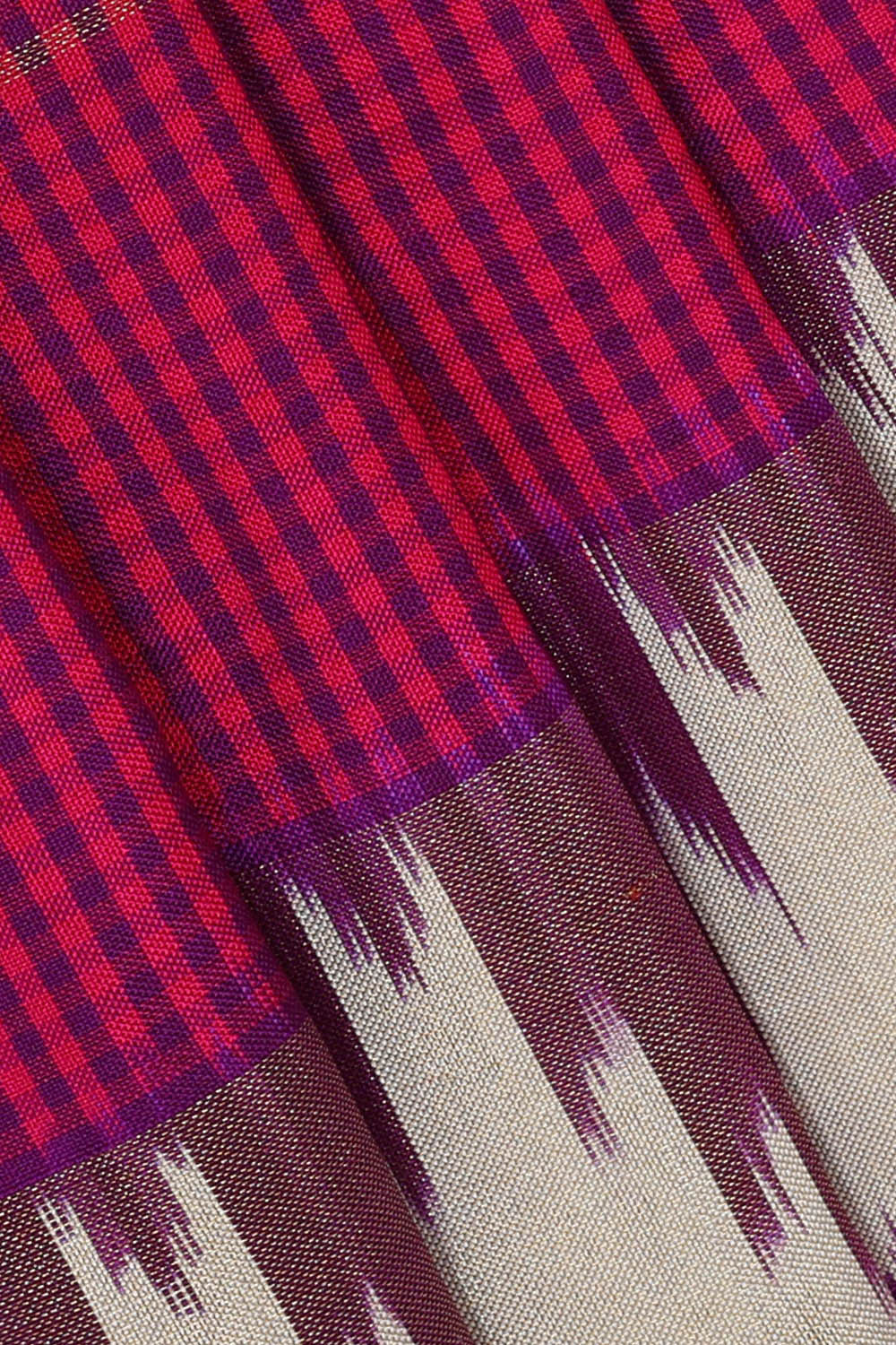 Ikat Silk Magenta Saree