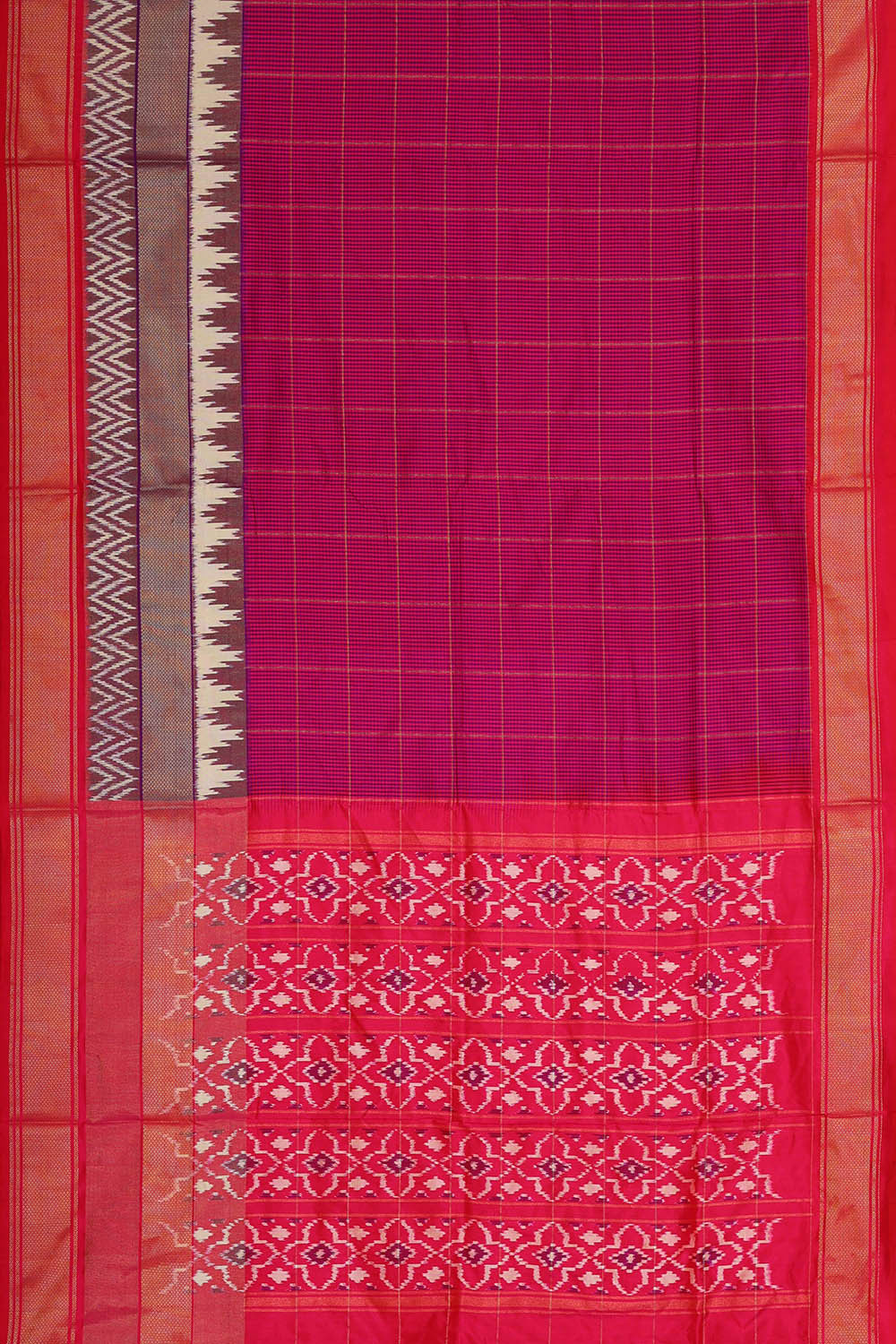 Ikat Silk Magenta Saree