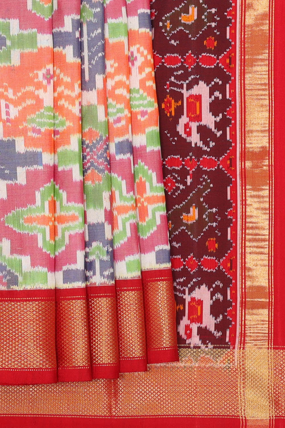 Ikat Silk Multicolour Saree