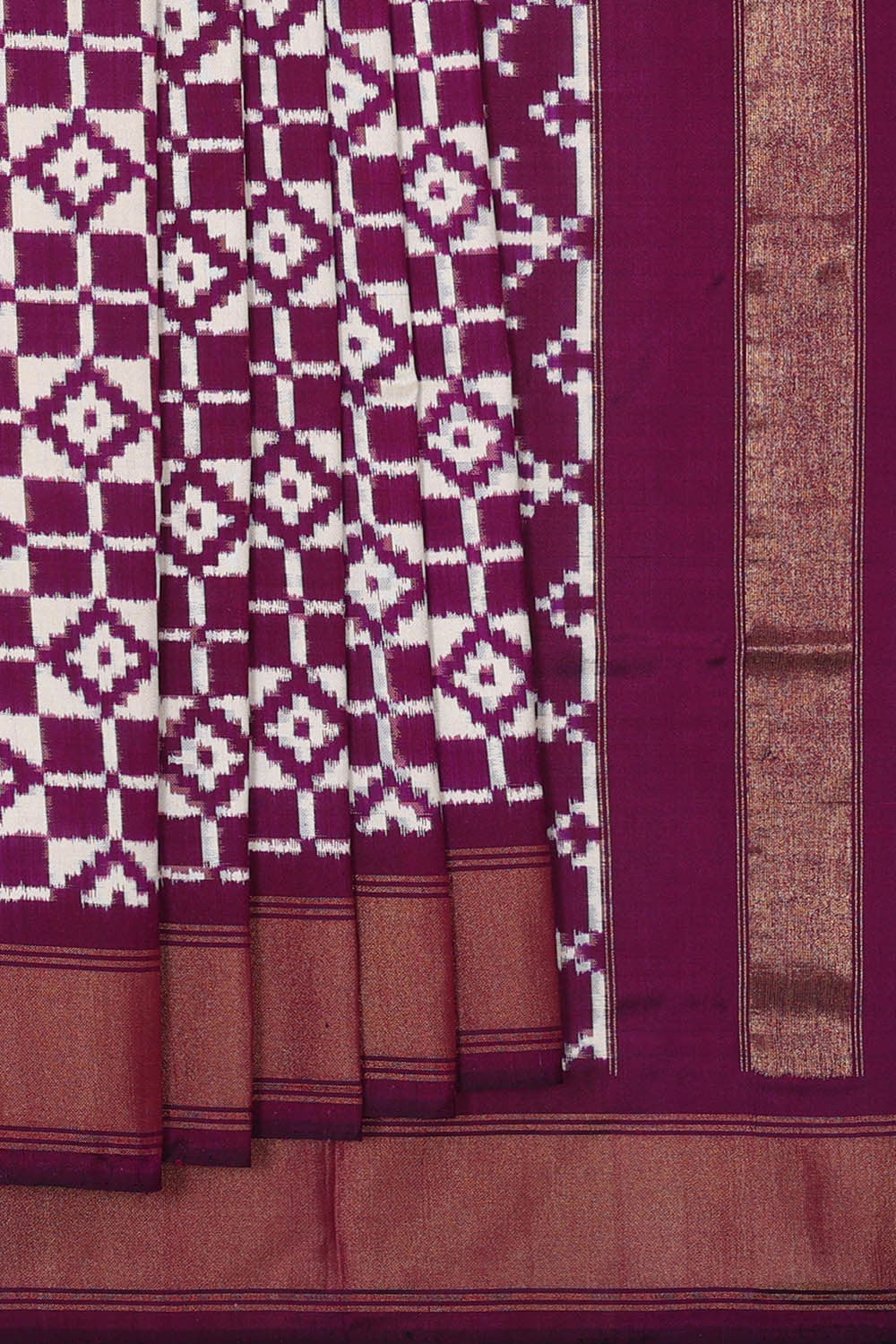 Ikat Silk Purple Saree