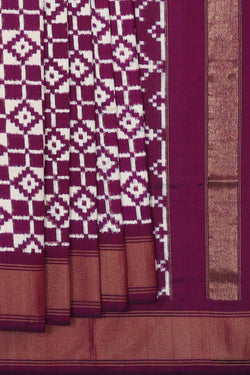 Image of Ikat Silk Purple Saree