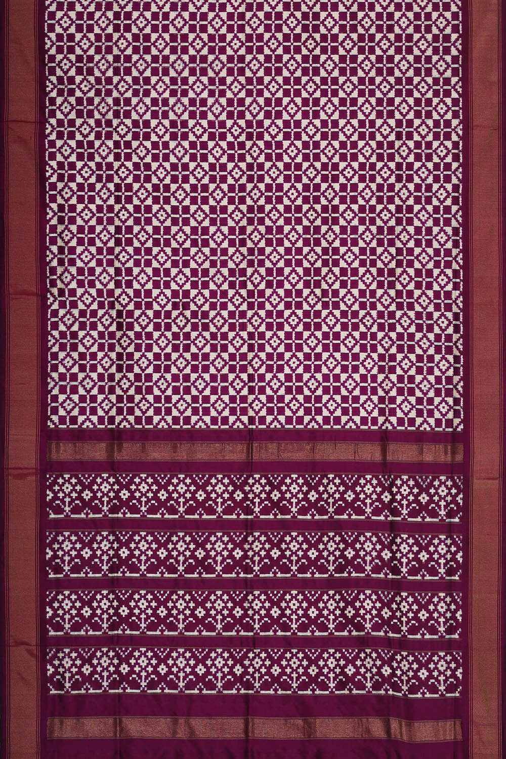Image of Ikat Silk Purple Saree