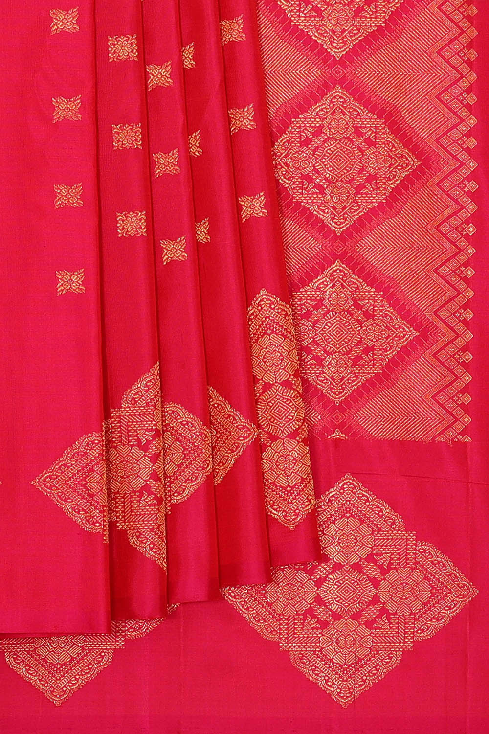 Image of Gadwal Silk Reddish Pink Saree
