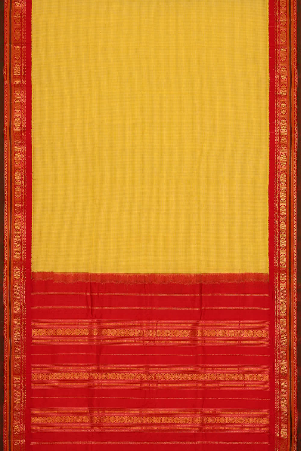 Image of Gadwal Cotton Yellow Saree