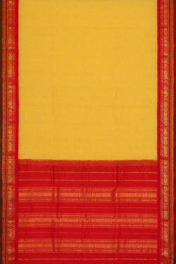 Image of Gadwal Cotton Yellow Saree
