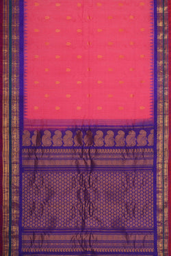 Image of Gadwal Silk Cotton Peach Pink Saree