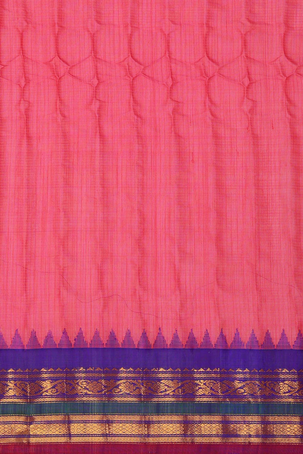 Gadwal Silk Cotton Peach Pink Saree