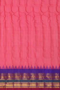 Image of Gadwal Silk Cotton Peach Pink Saree