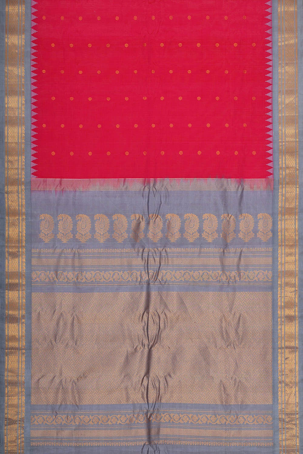 Gadwal Silk Cotton Reddish Pink Saree