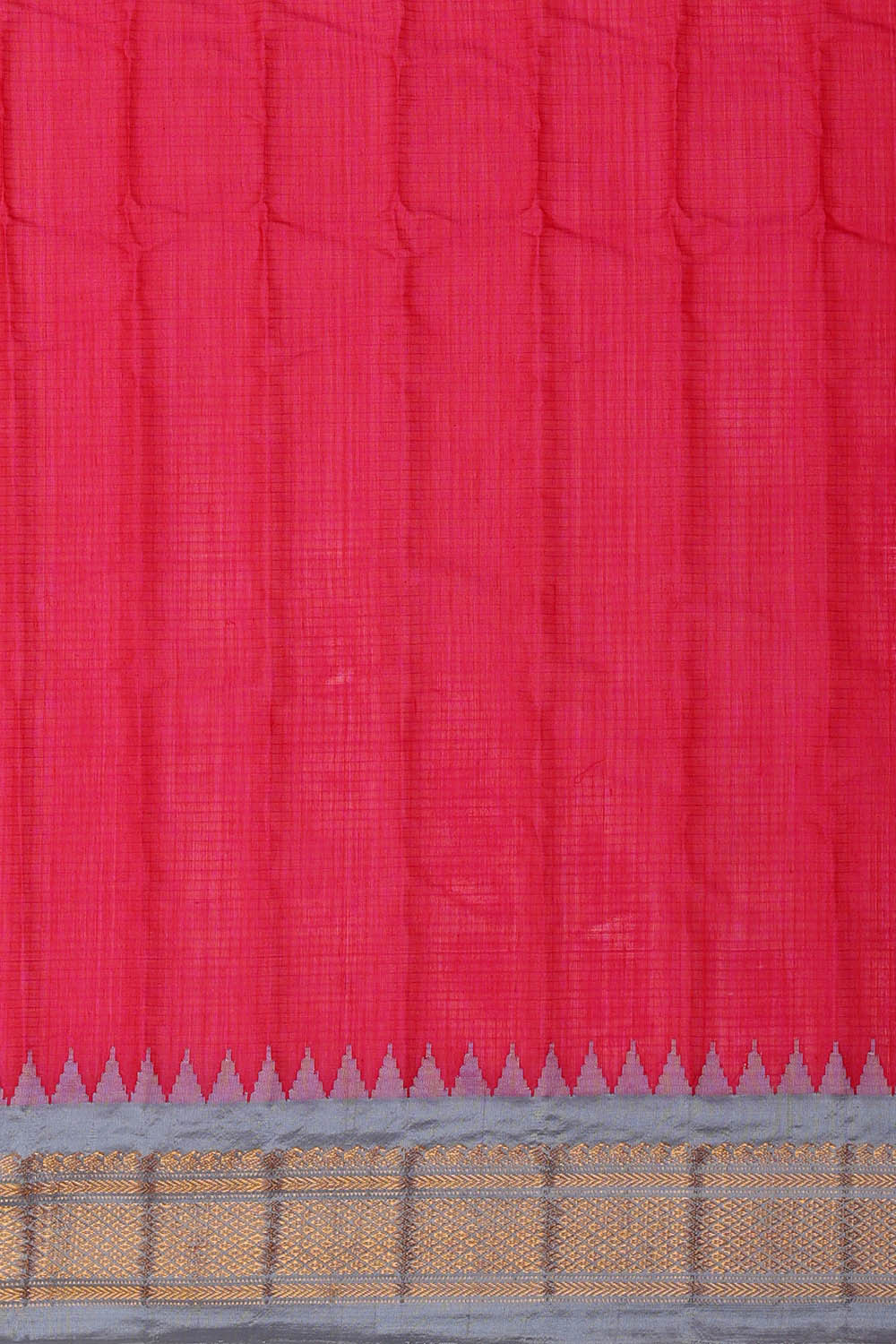 Gadwal Silk Cotton Reddish Pink Saree