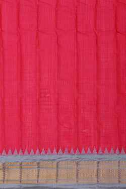 Image of Gadwal Silk Cotton Reddish Pink Saree