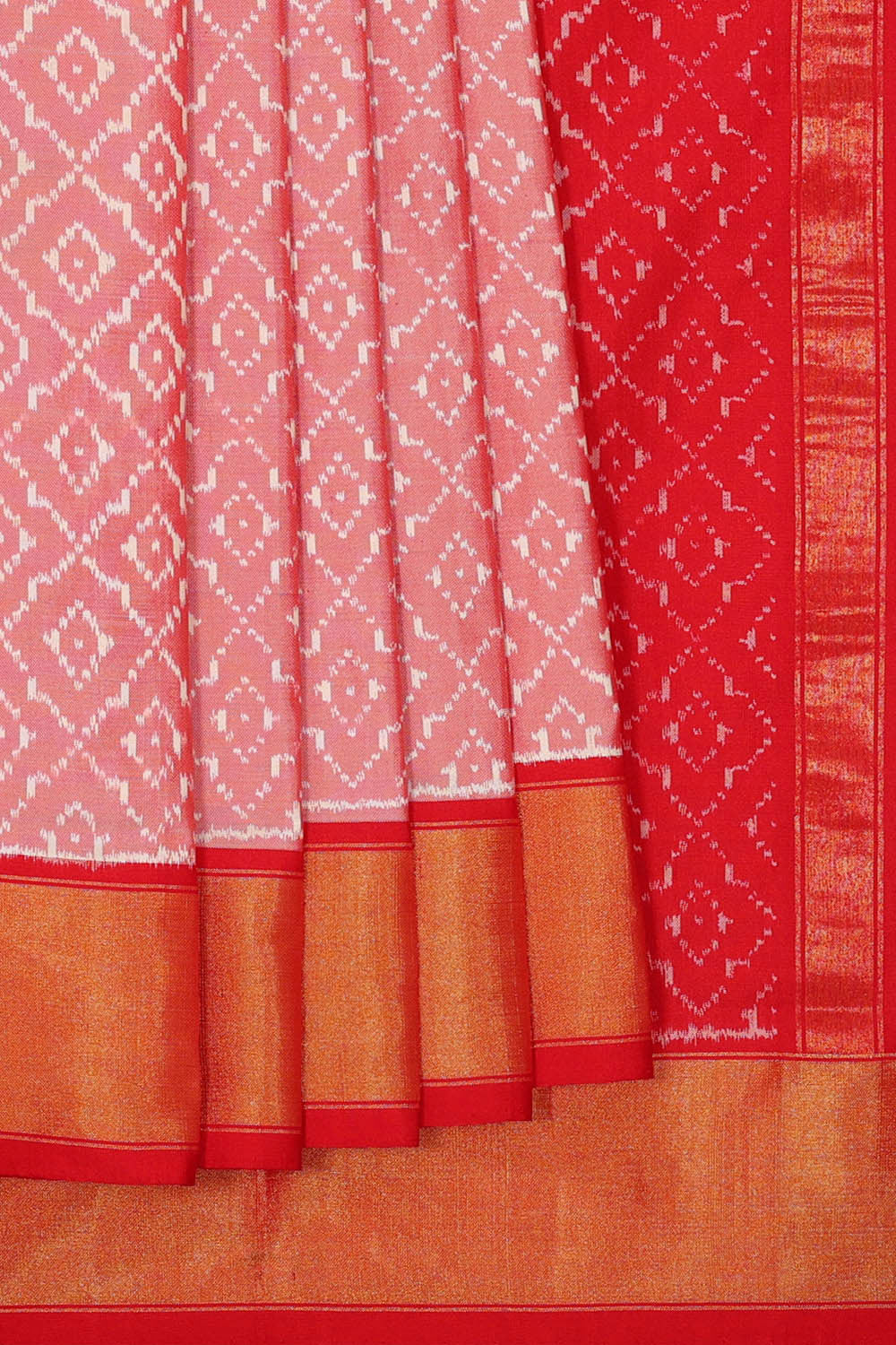 Image of Ikat Silk Light Onion Pink Saree