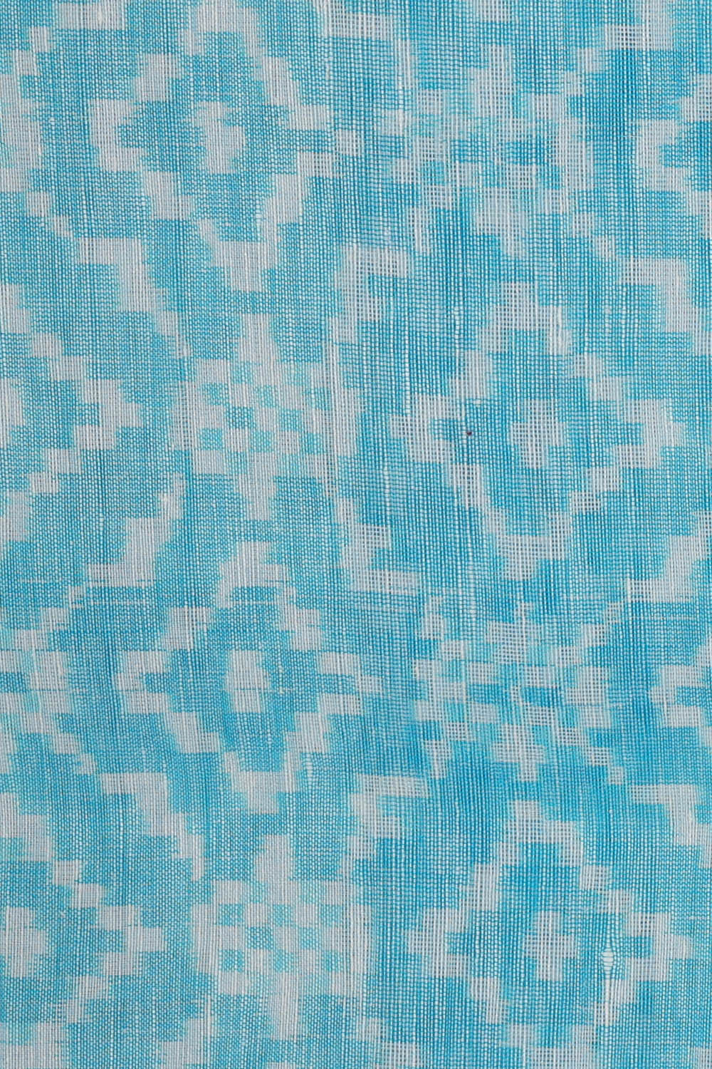 Image of Ikat Linen Sky Blue Saree