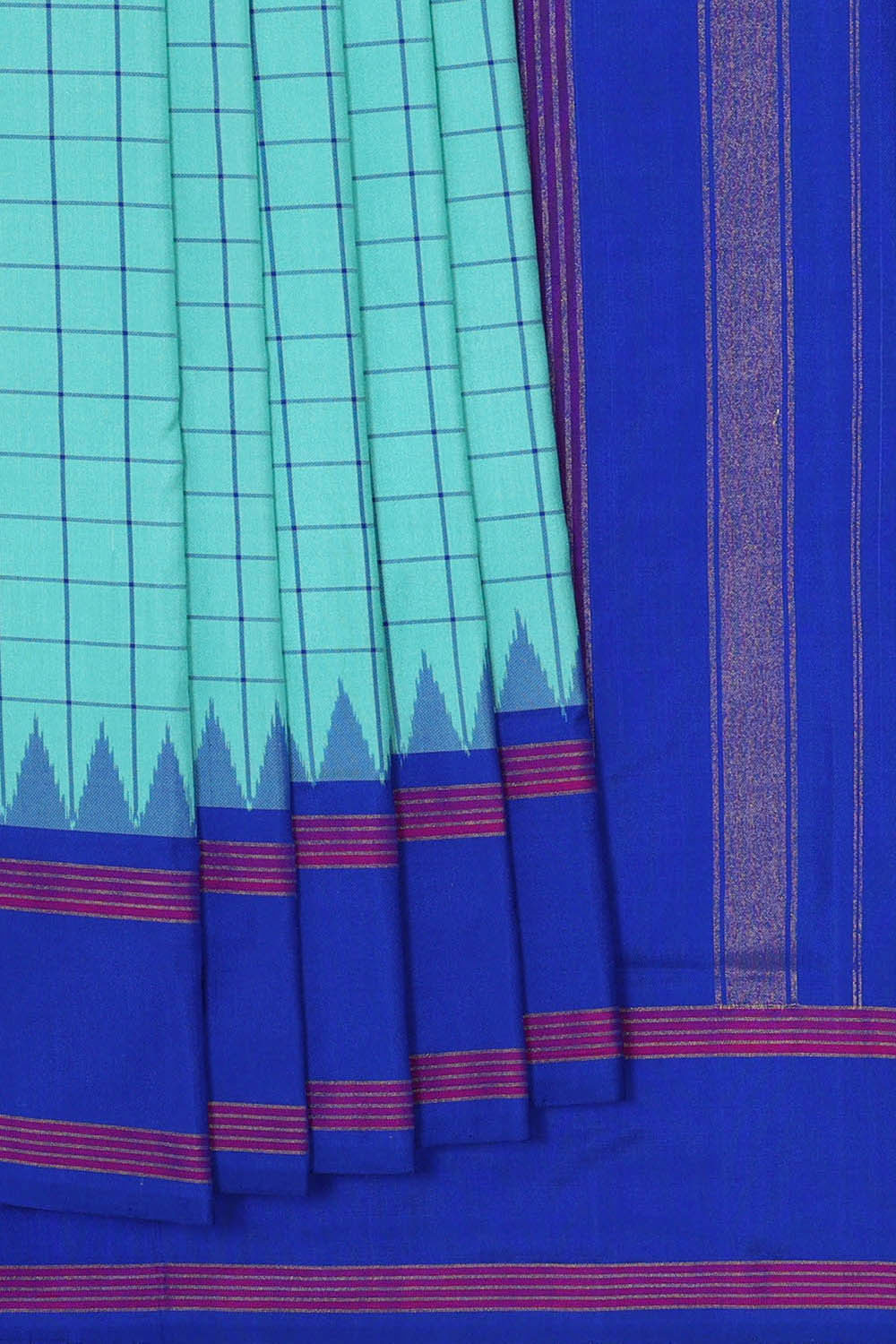 Image of Ikat Silk Light Sea Green Saree