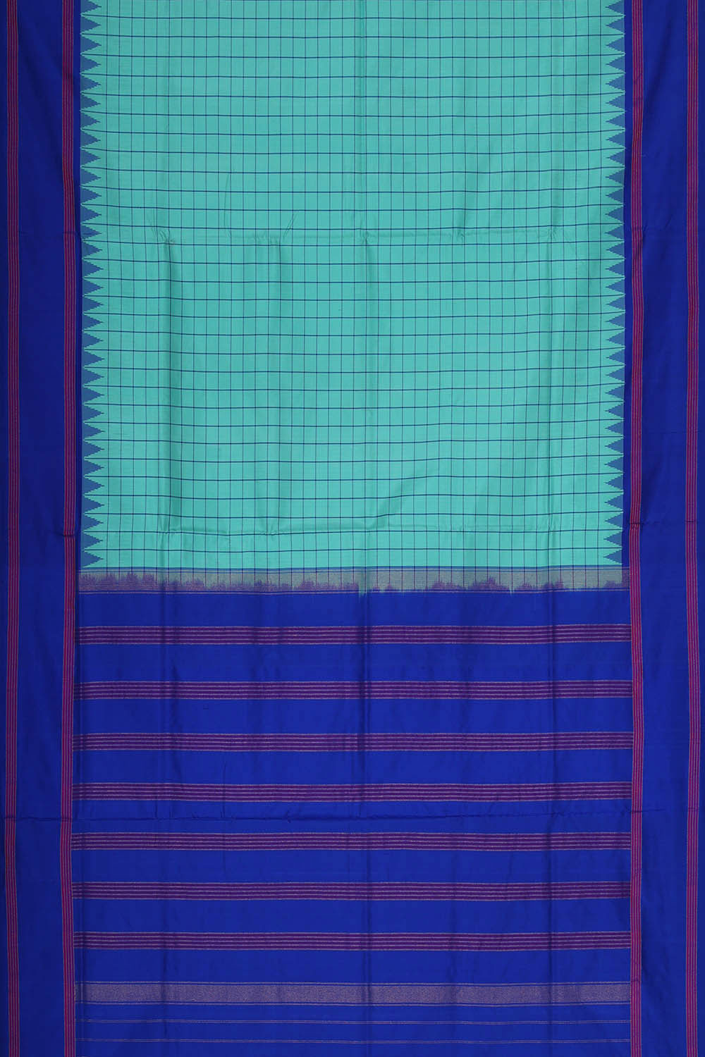 Image of Ikat Silk Light Sea Green Saree