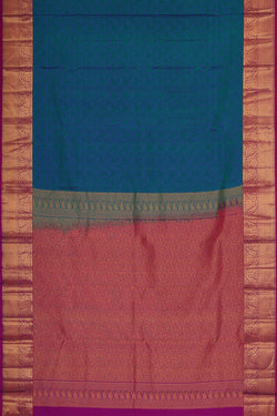 Image of Arani Silk Peacock Blue Saree