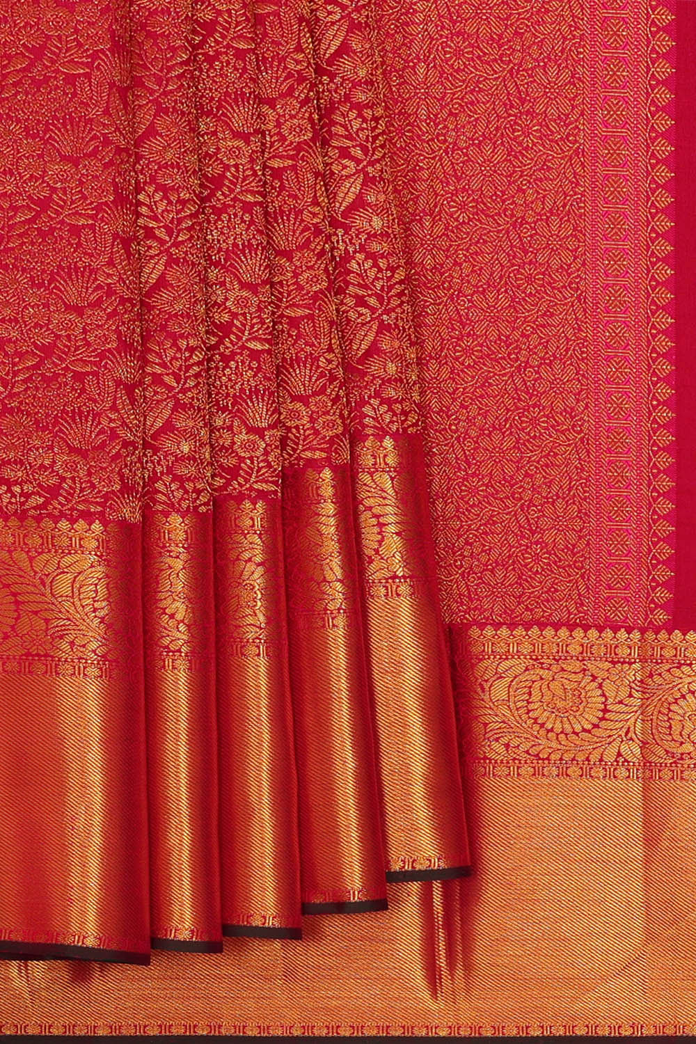 Image of Kanchipattu Red Brocade Saree