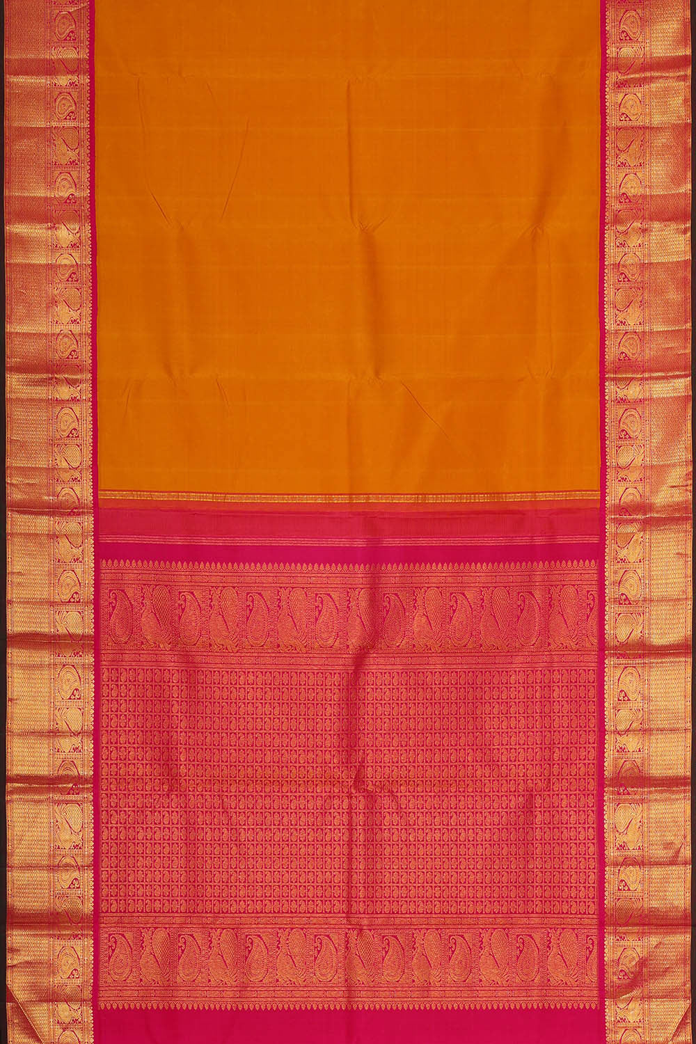 Image of Arani Silk Mustard Yellow Saree