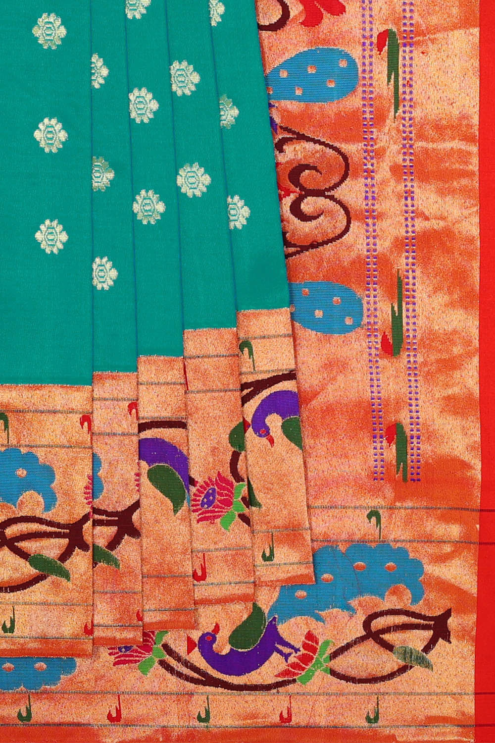 Image of Paithani Silk Deep Sea Green Saree