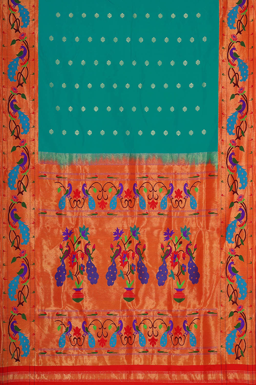 Paithani Silk Deep Sea Green Saree