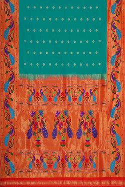 Image of Paithani Silk Deep Sea Green Saree