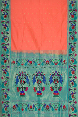Image of Paithani Silk Peach Saree