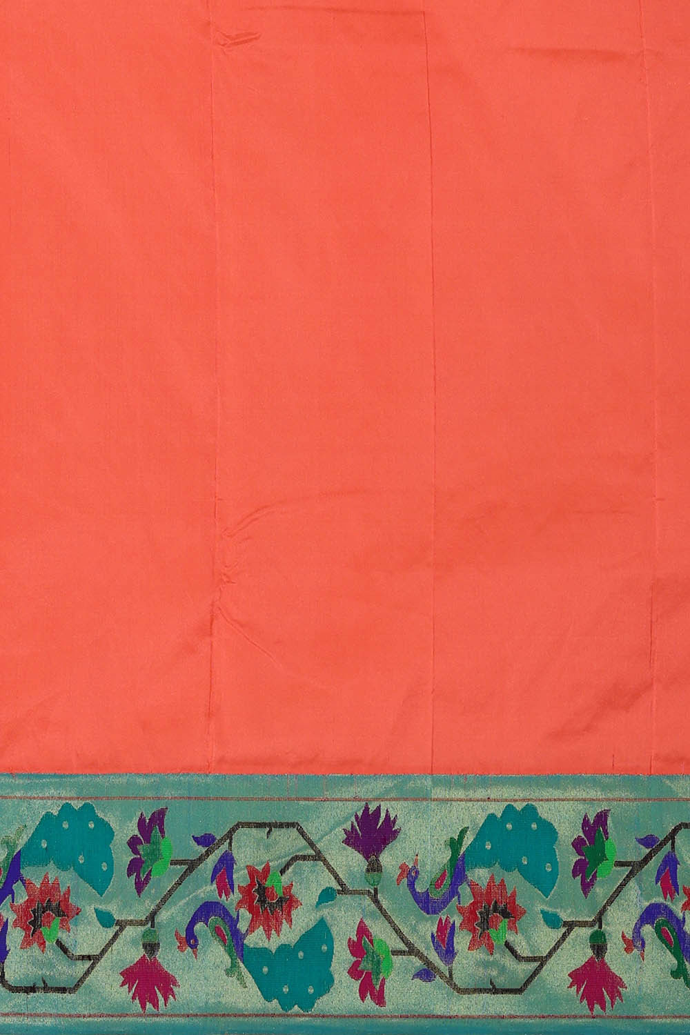 Paithani Silk Peach Saree