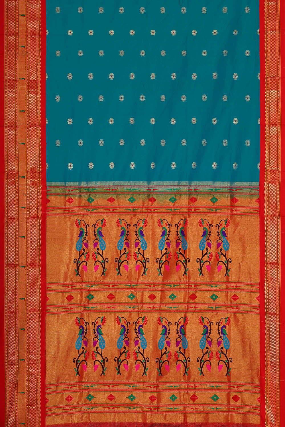 Paithani Silk Teal Blue Saree