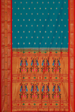 Image of Paithani Silk Teal Blue Saree