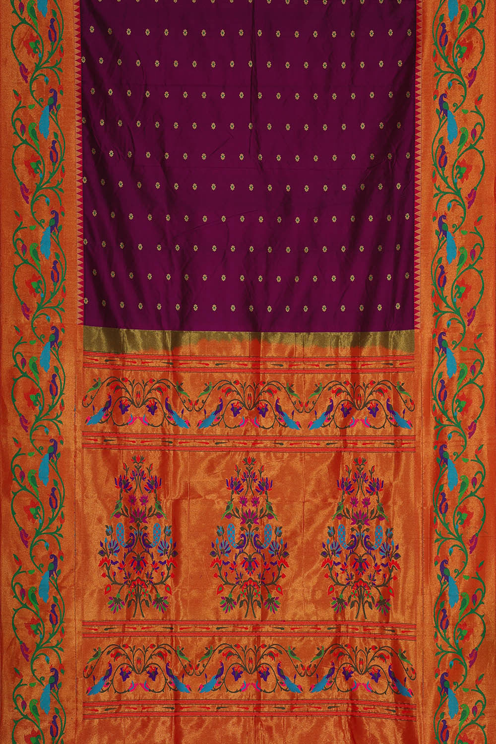 Paithani Silk Deep Wine Saree