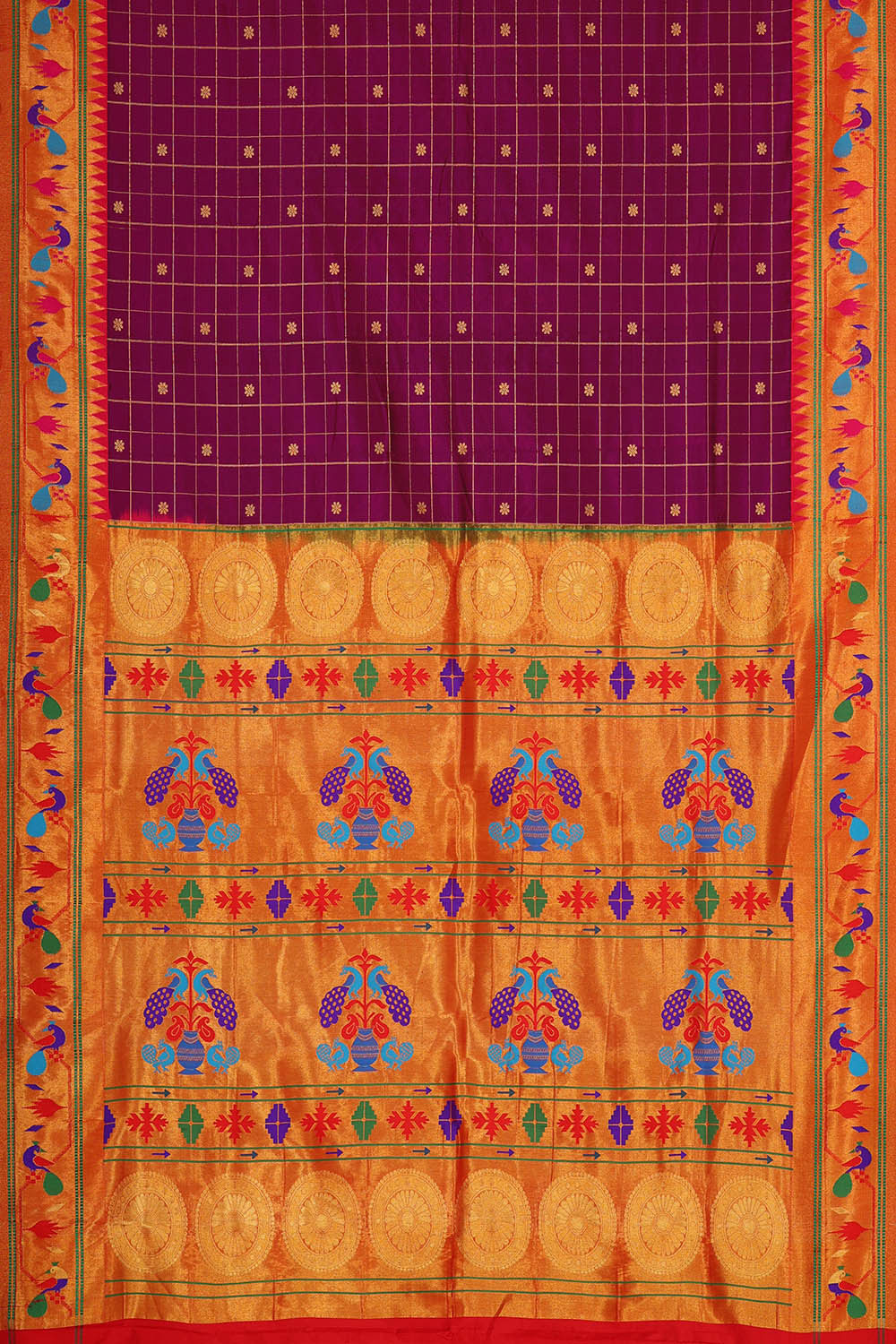 Image of Paithani Silk Deep Wine Saree
