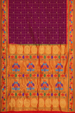Image of Paithani Silk Deep Wine Saree