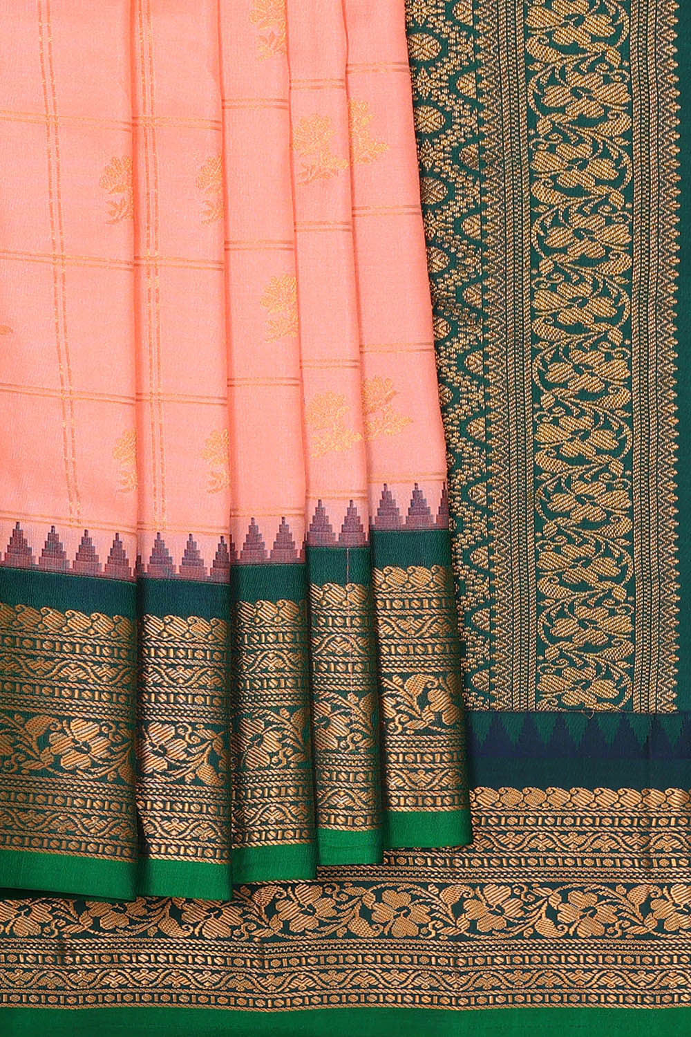 Gadwal Silk Light Peach Saree