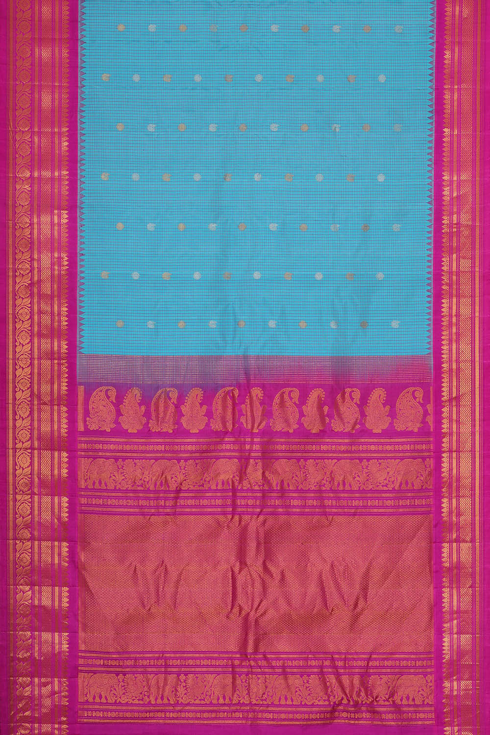 Image of Gadwal Silk Sky Blue Saree