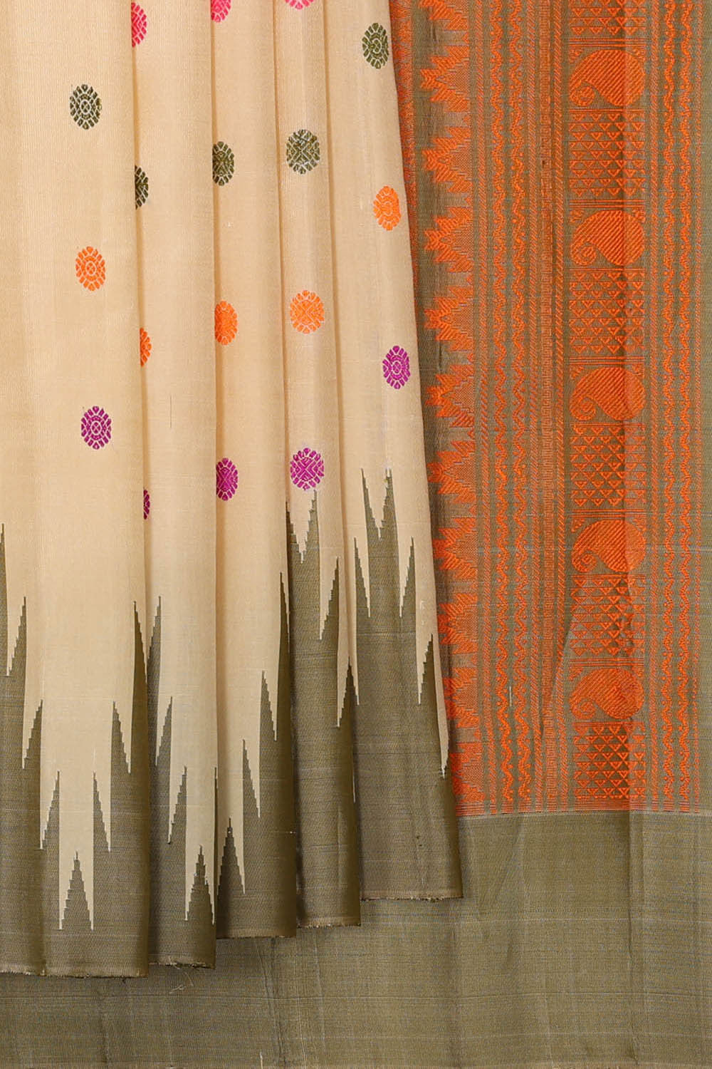 Gadwal Silk Cream Saree