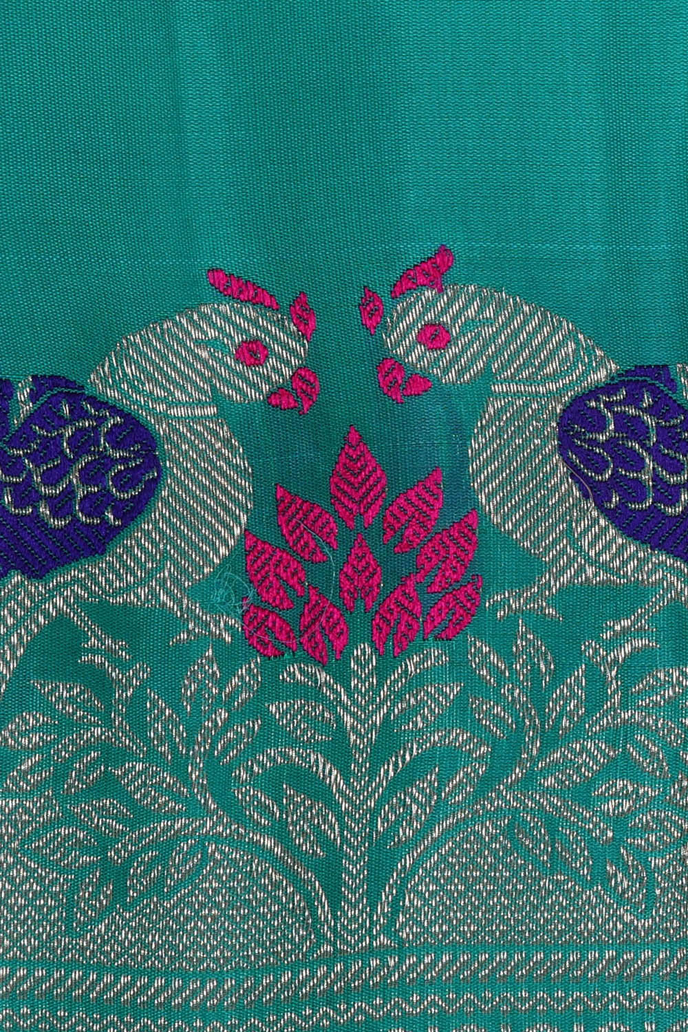 Image of Gadwal Silk Deep Sea Green Saree