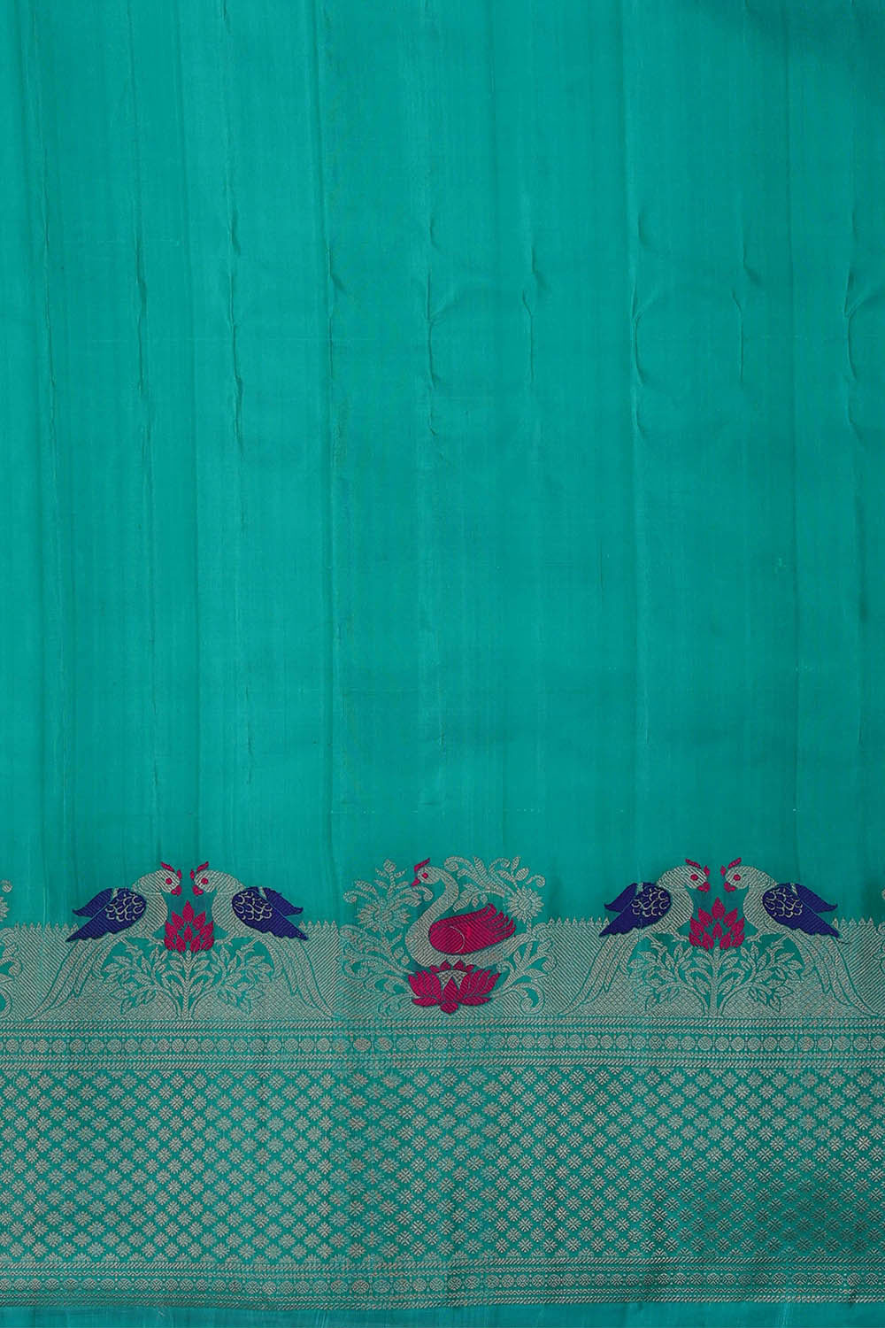 Image of Gadwal Silk Deep Sea Green Saree