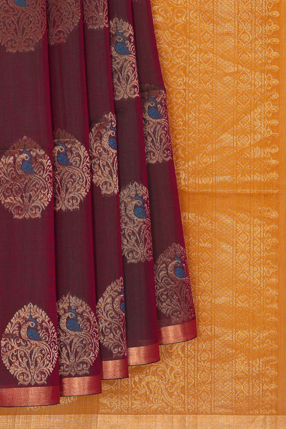 Image of South Cotton Silk Purple Saree