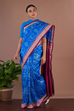 Image of Sambalpuri Silk Ocean Blue Saree