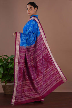 Image of Sambalpuri Silk Ocean Blue Saree