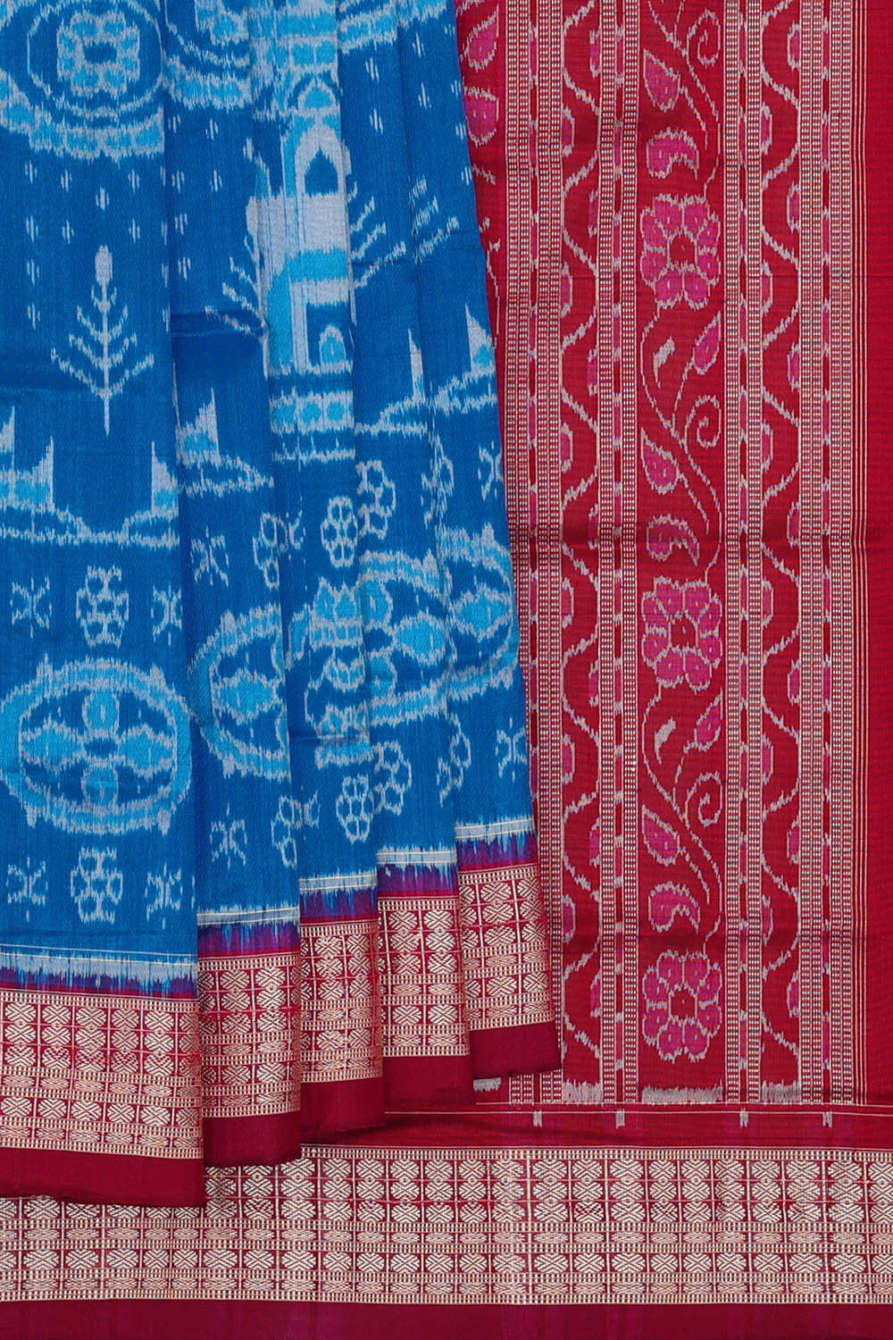 Sambalpuri Silk Ocean Blue Saree