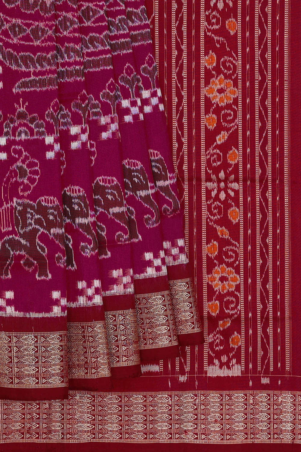 Image of Sambalpuri Silk Magenta Saree