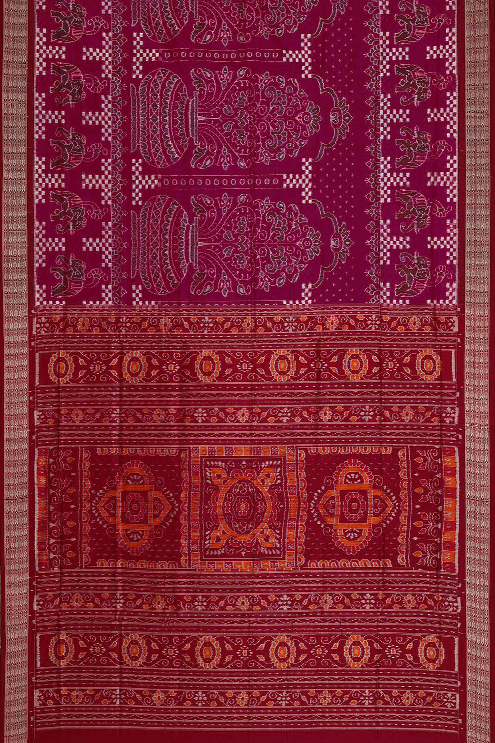 Sambalpuri Silk Magenta Saree