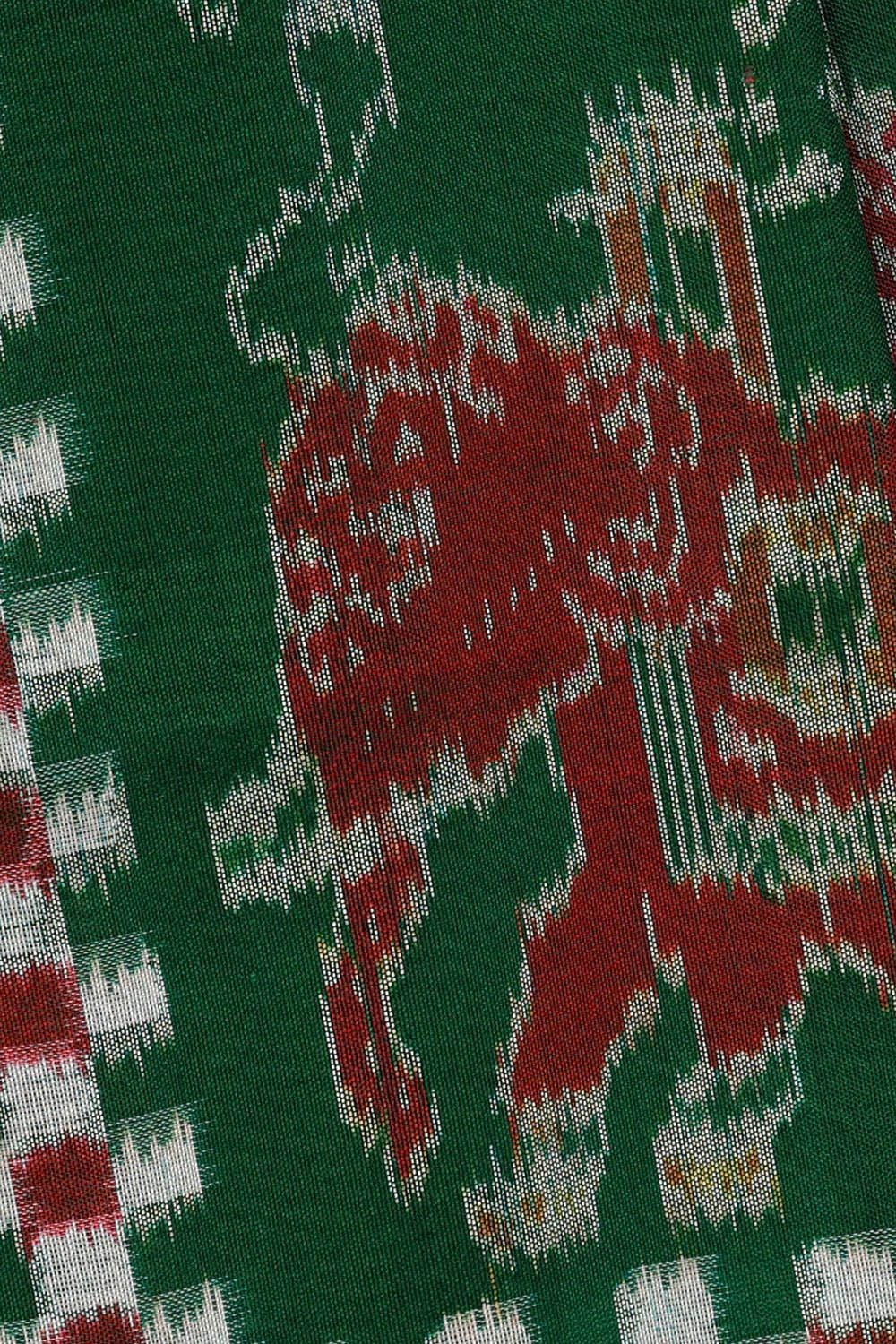 Image of Sambalpuri Silk Dark Green Saree