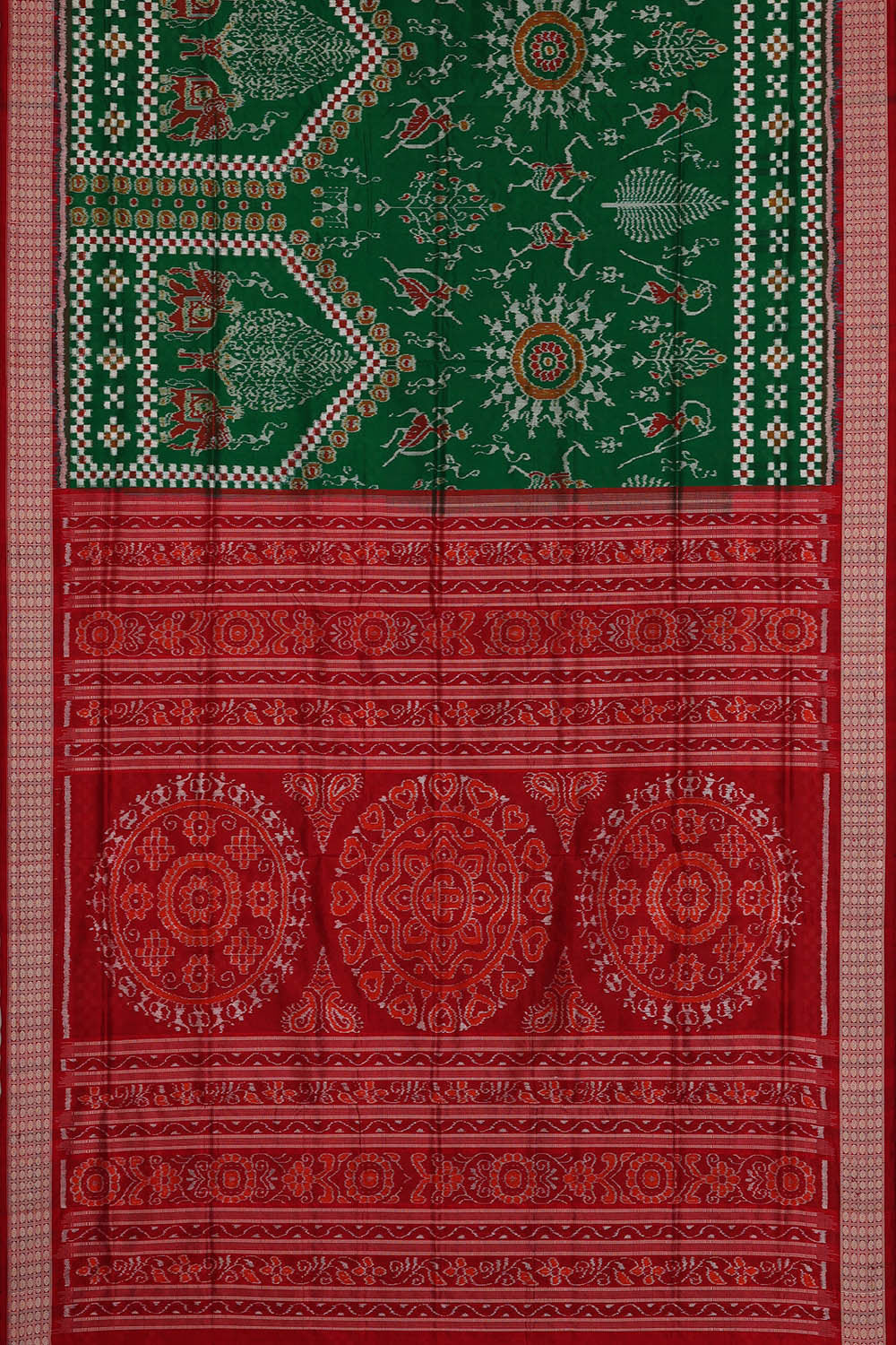 Image of Sambalpuri Silk Dark Green Saree